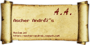Ascher András névjegykártya